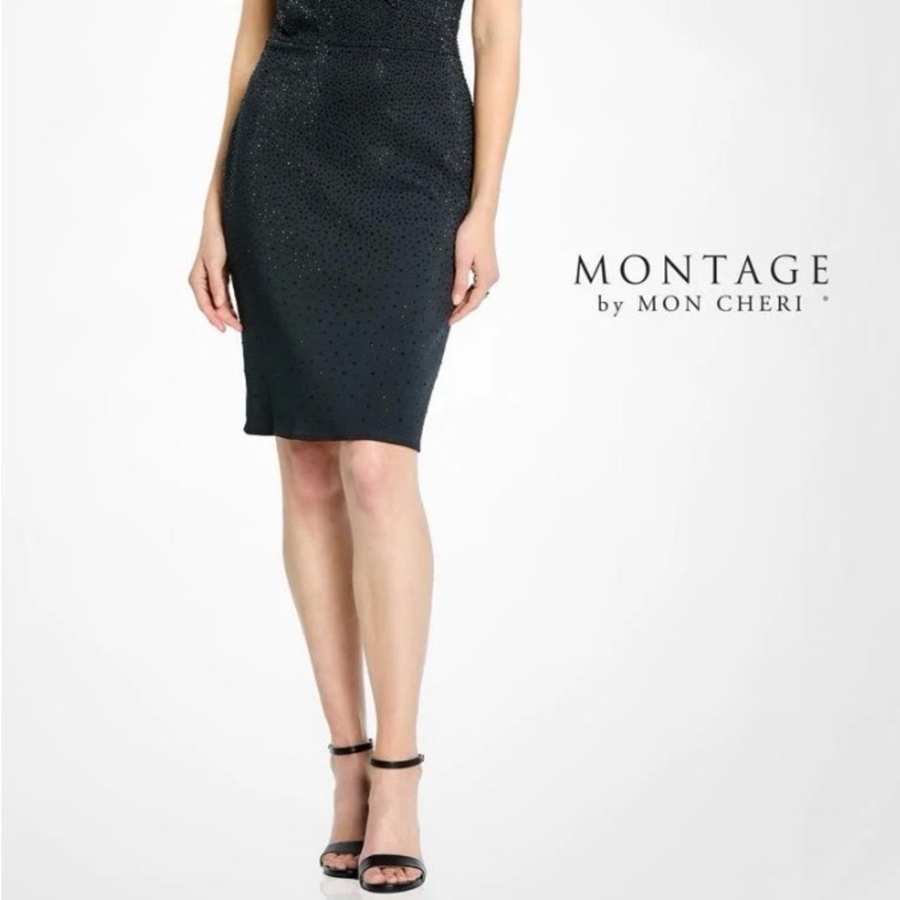 Montage by Mon Cheri Black Sparkle Pencil Dress